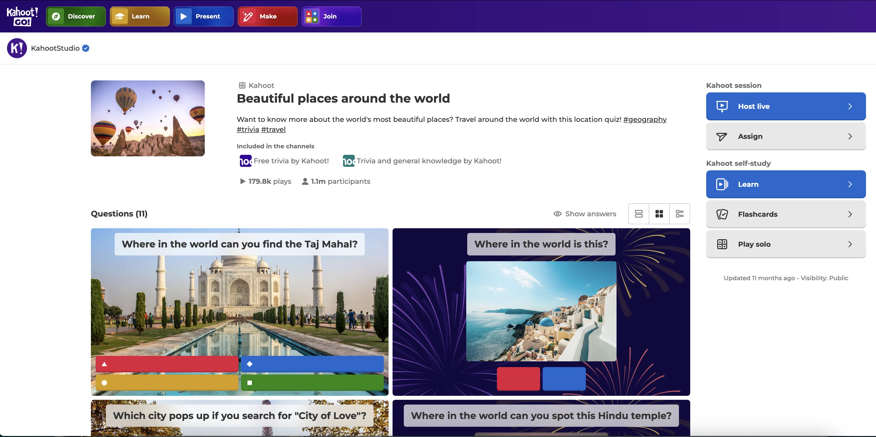 Kahoot is an e-learning platform that lets you build interactive quizzes