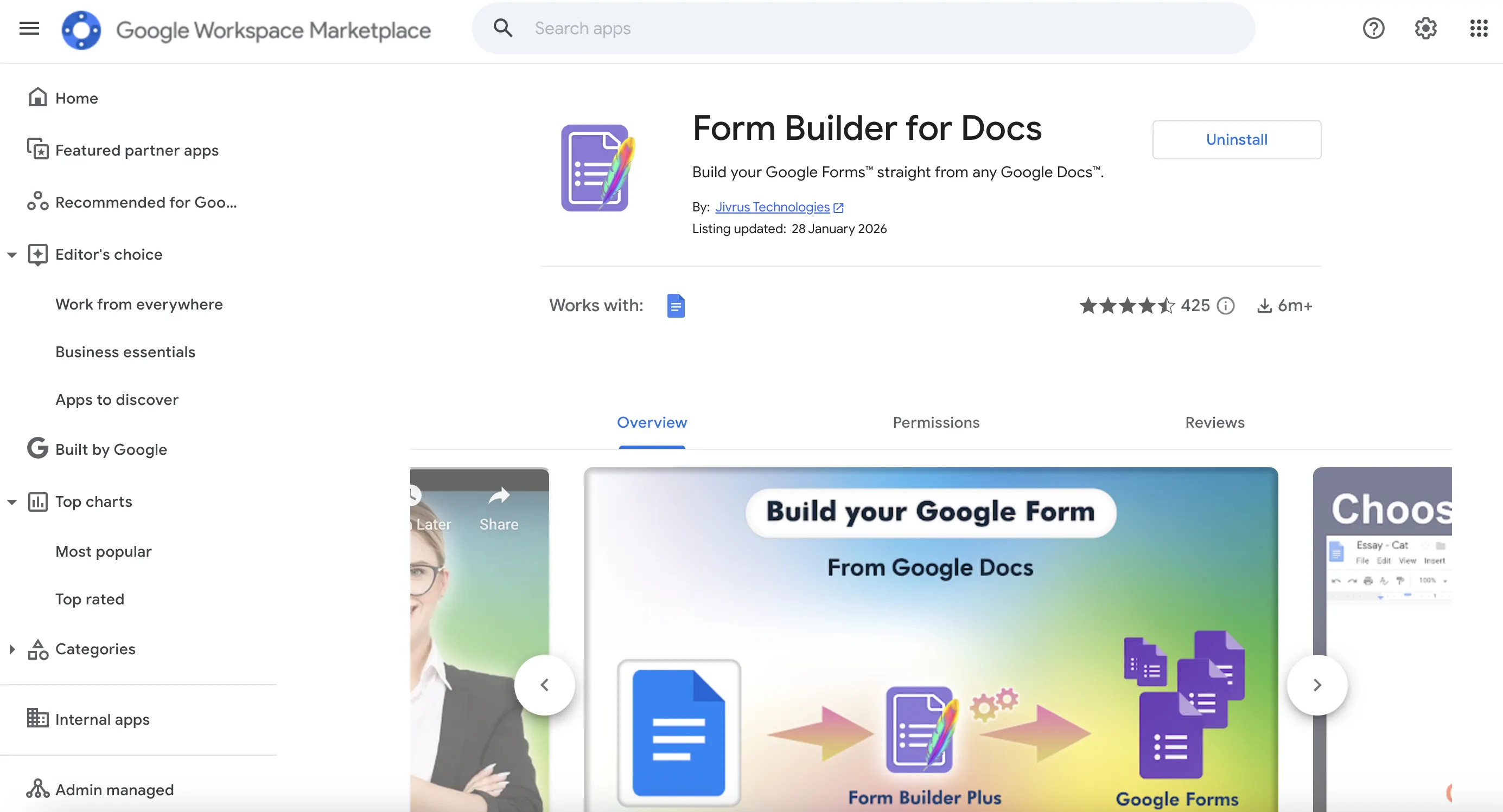 Form builder for Docs is a Google Workspace extension that lets you turn google docs into google forms