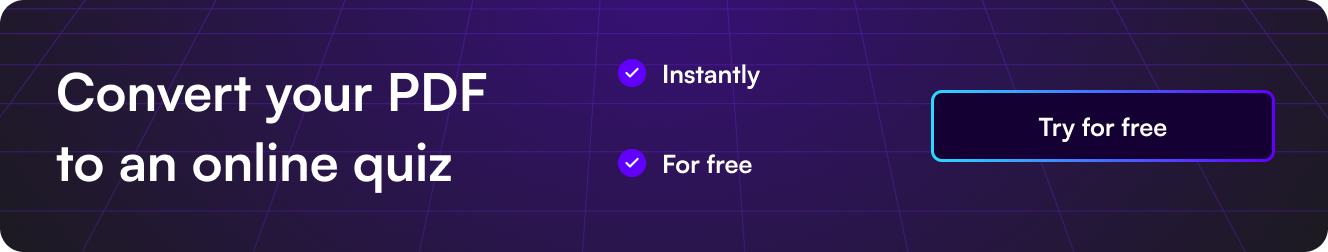 Banner enabling users to convert their PDF into an online quiz.