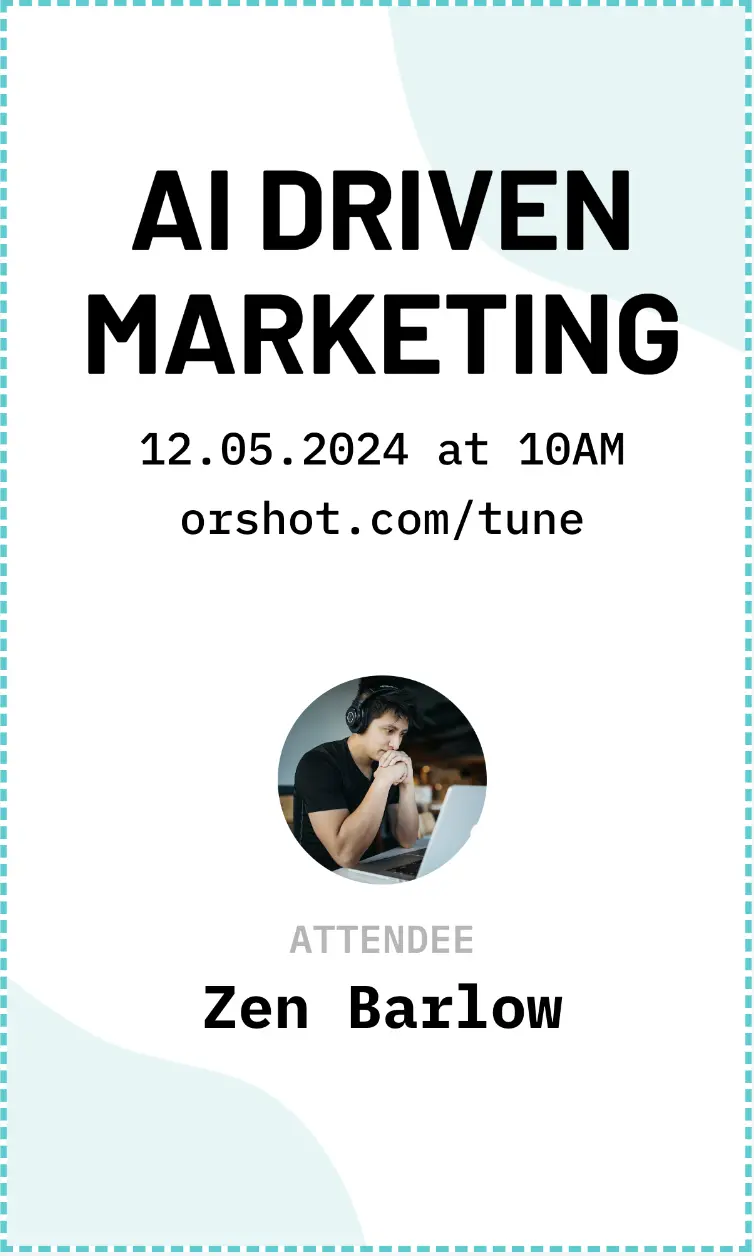 Example event ticket generated by Weavely AI x Orshot