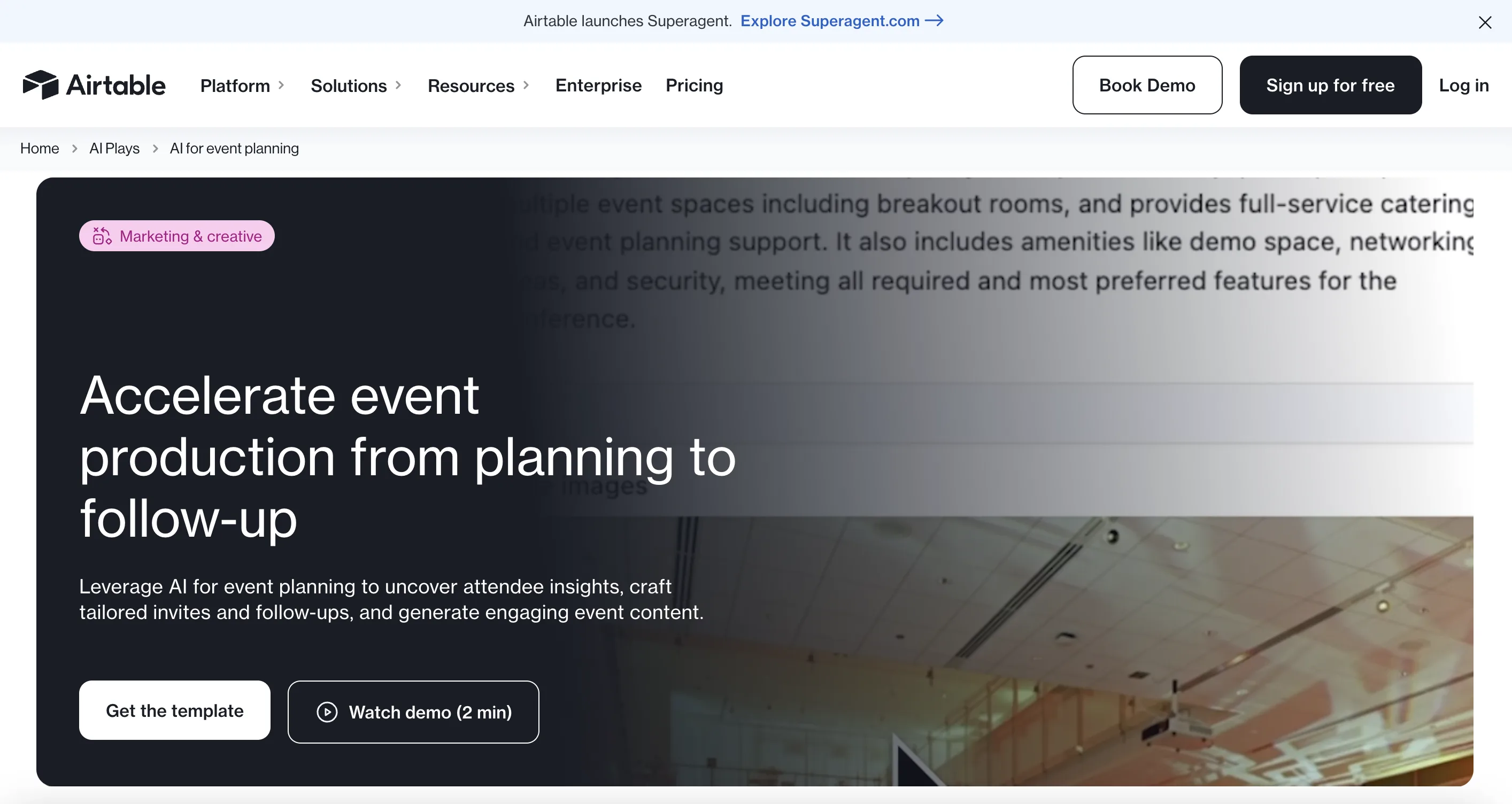 Airtable's event management tool for event planning