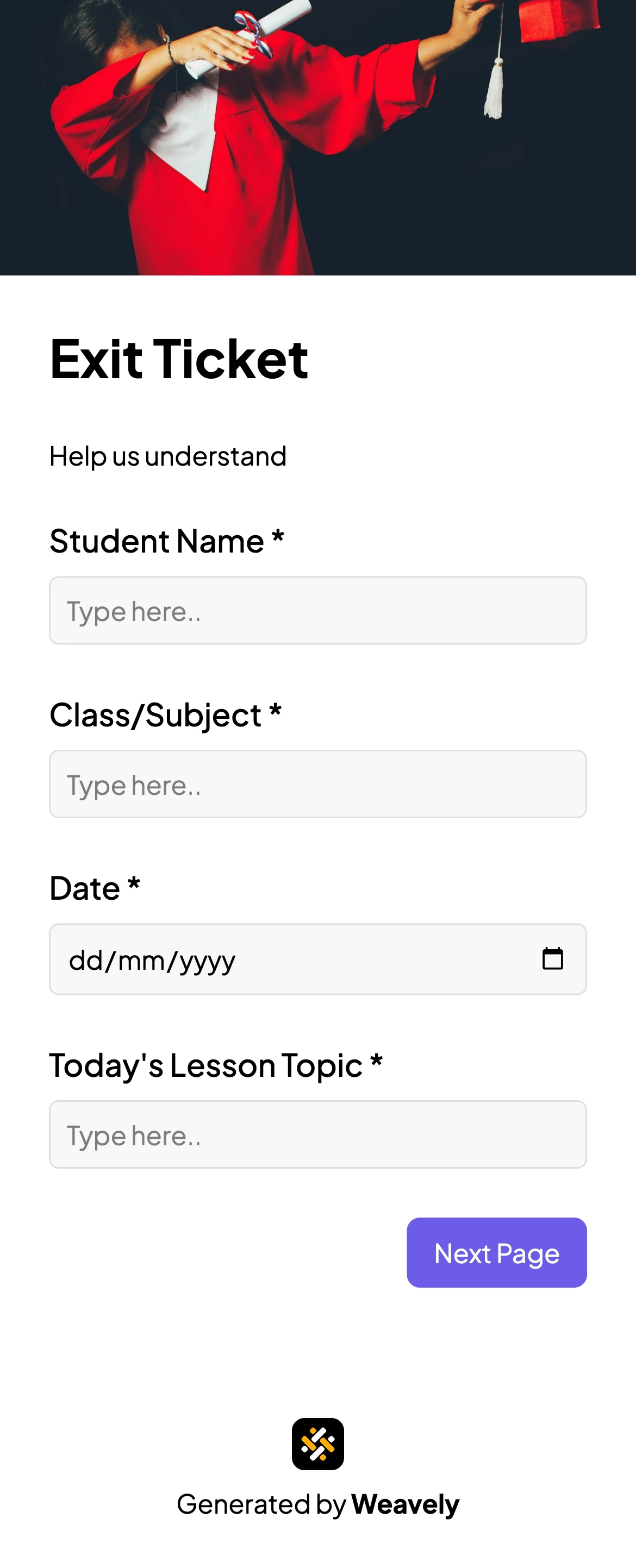 Exit ticket template