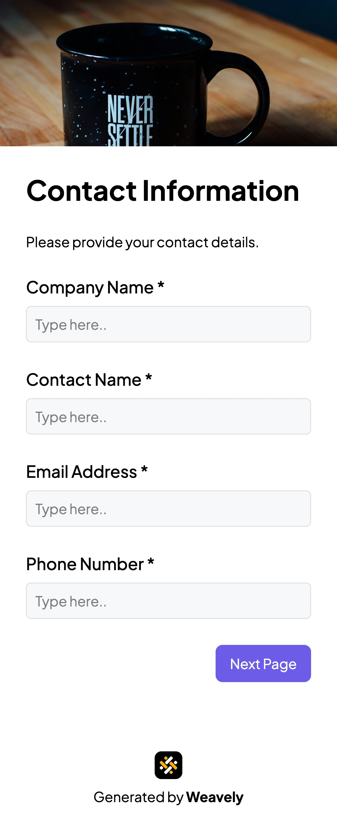 Request for quote form template