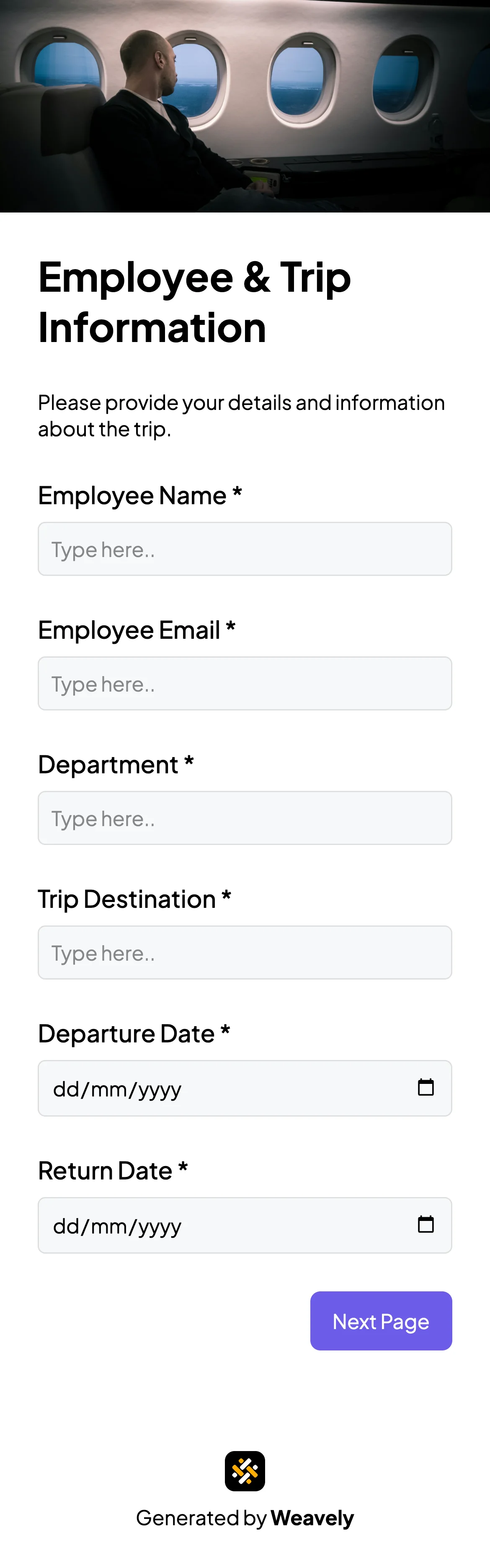 Business travel request form template