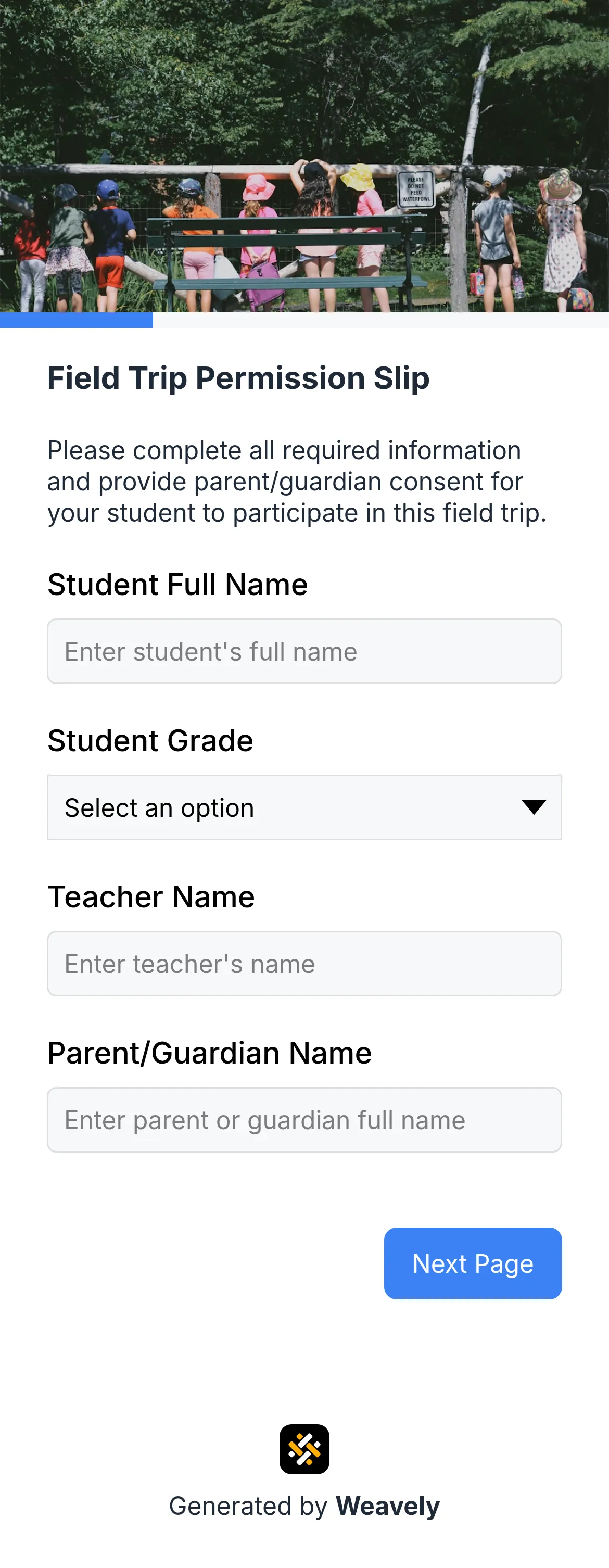 Field Trip Permission Slip template