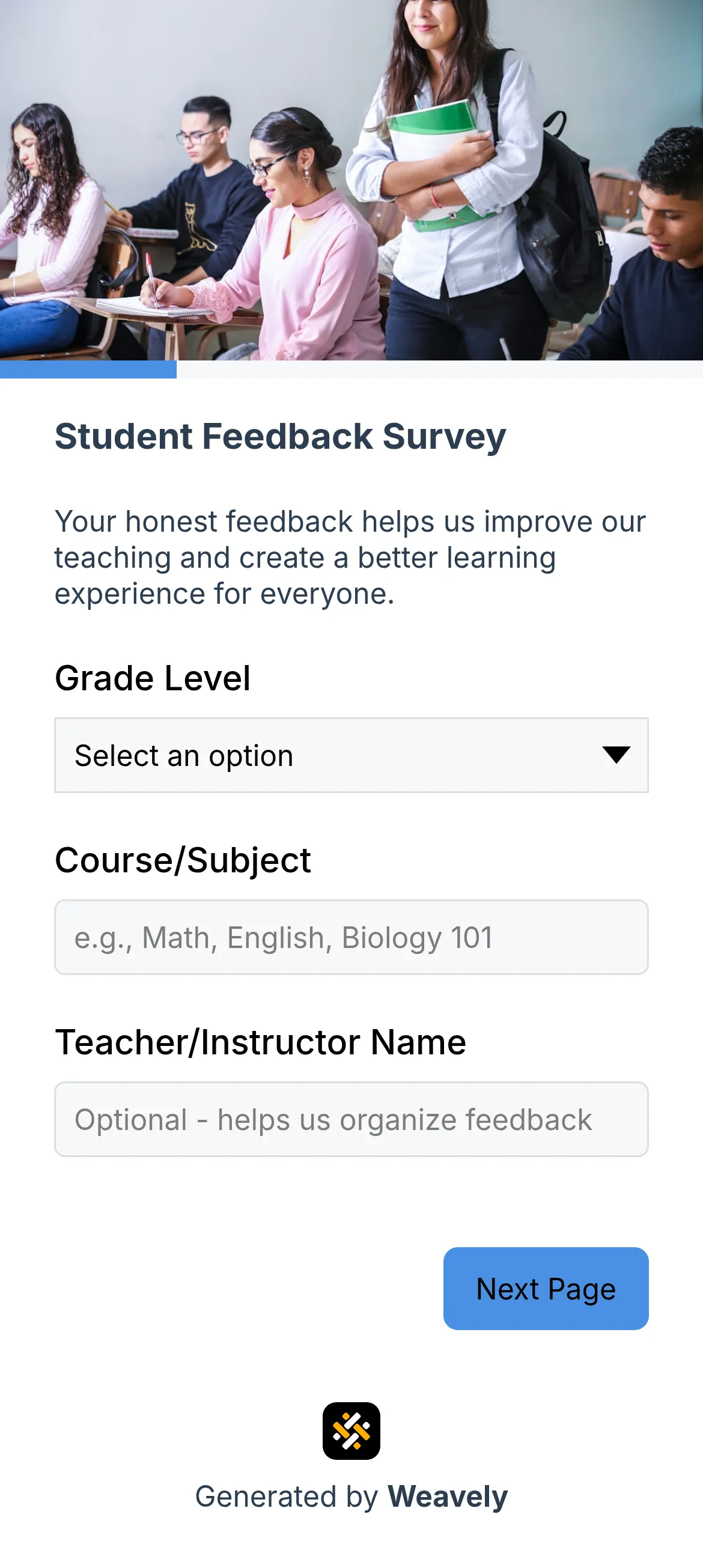 Student feedback survey template