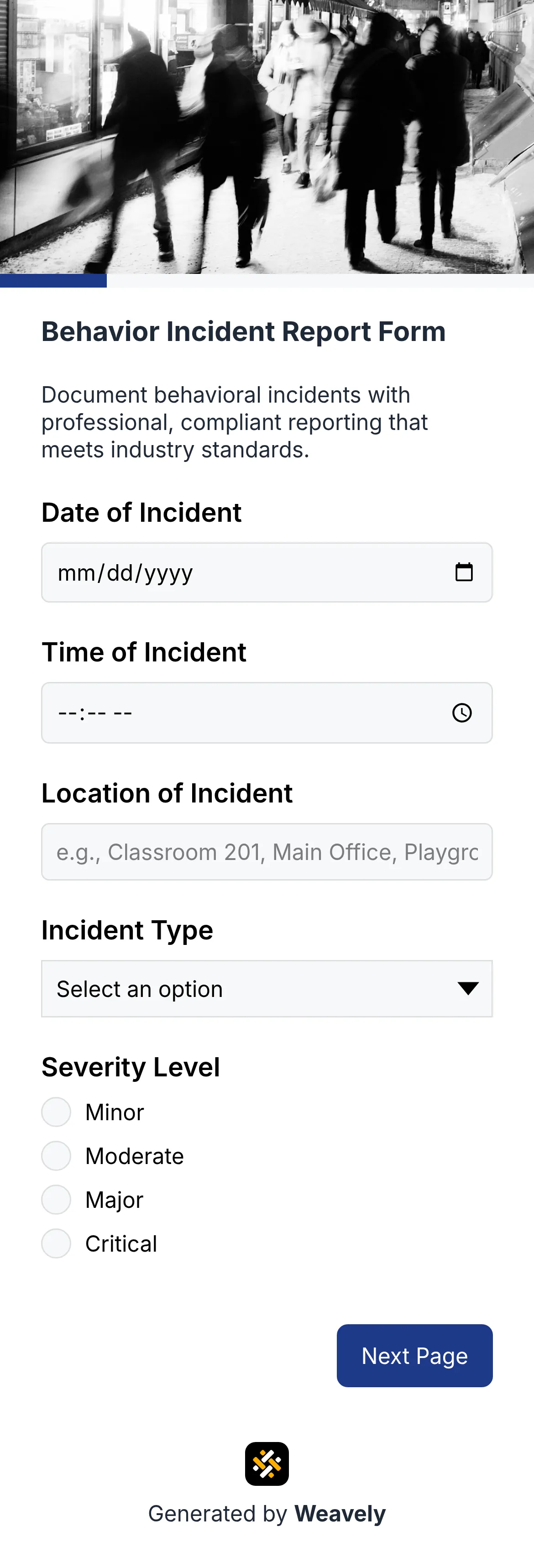 Behavior Incident Report template