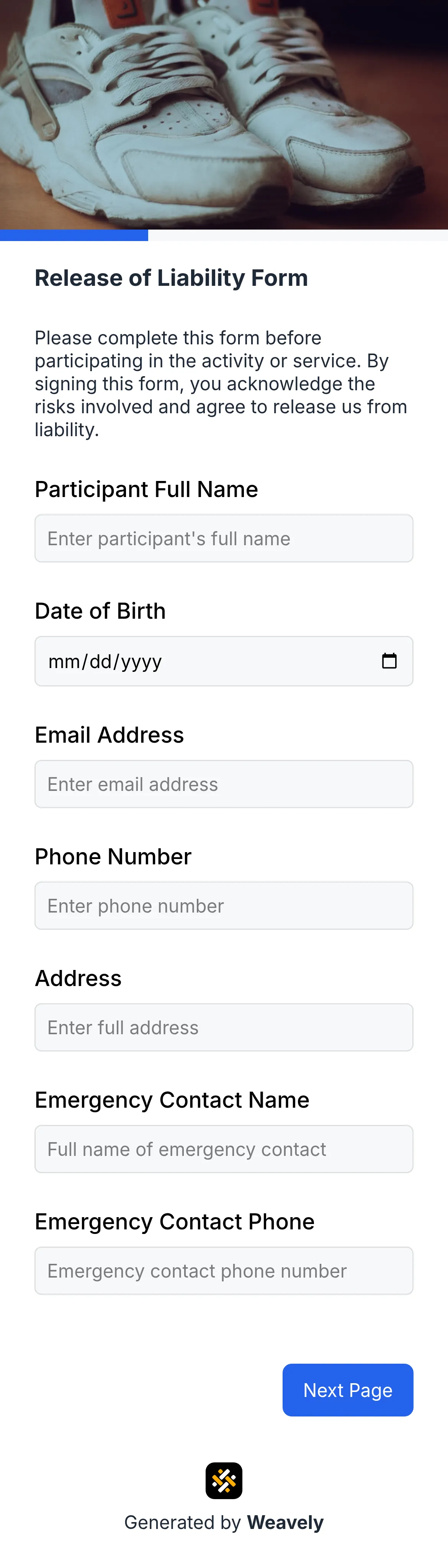 Release of liability form template