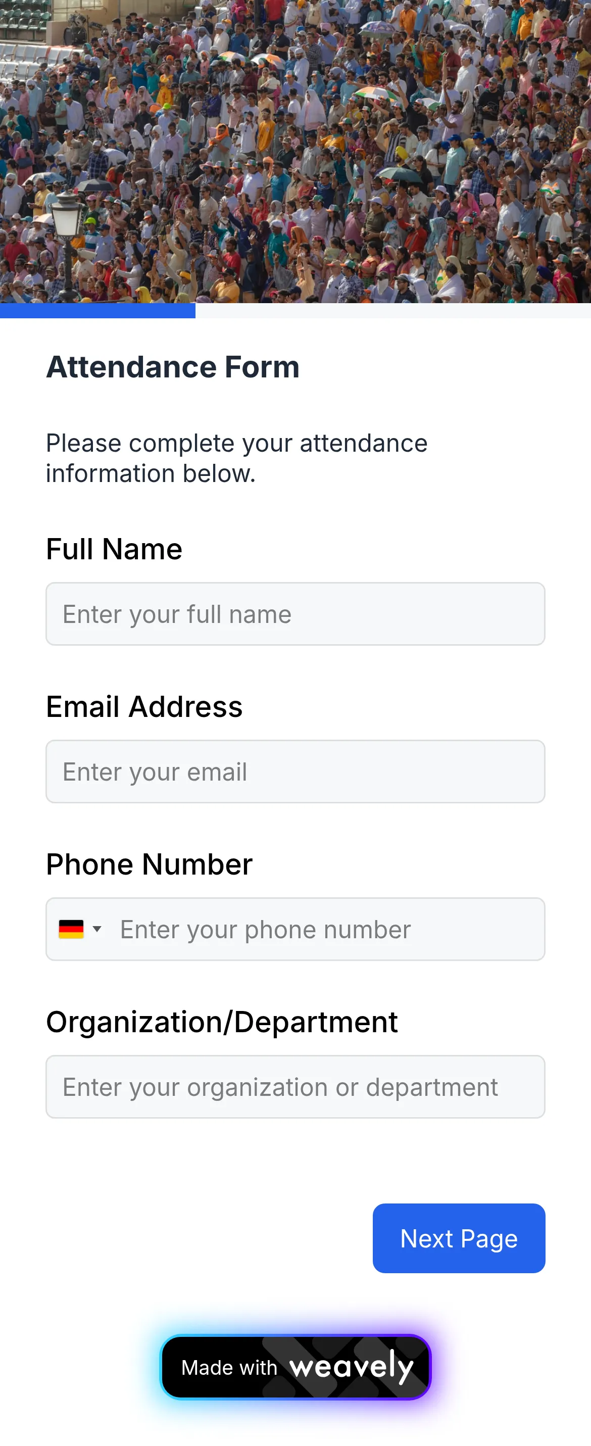 Attendance form template
