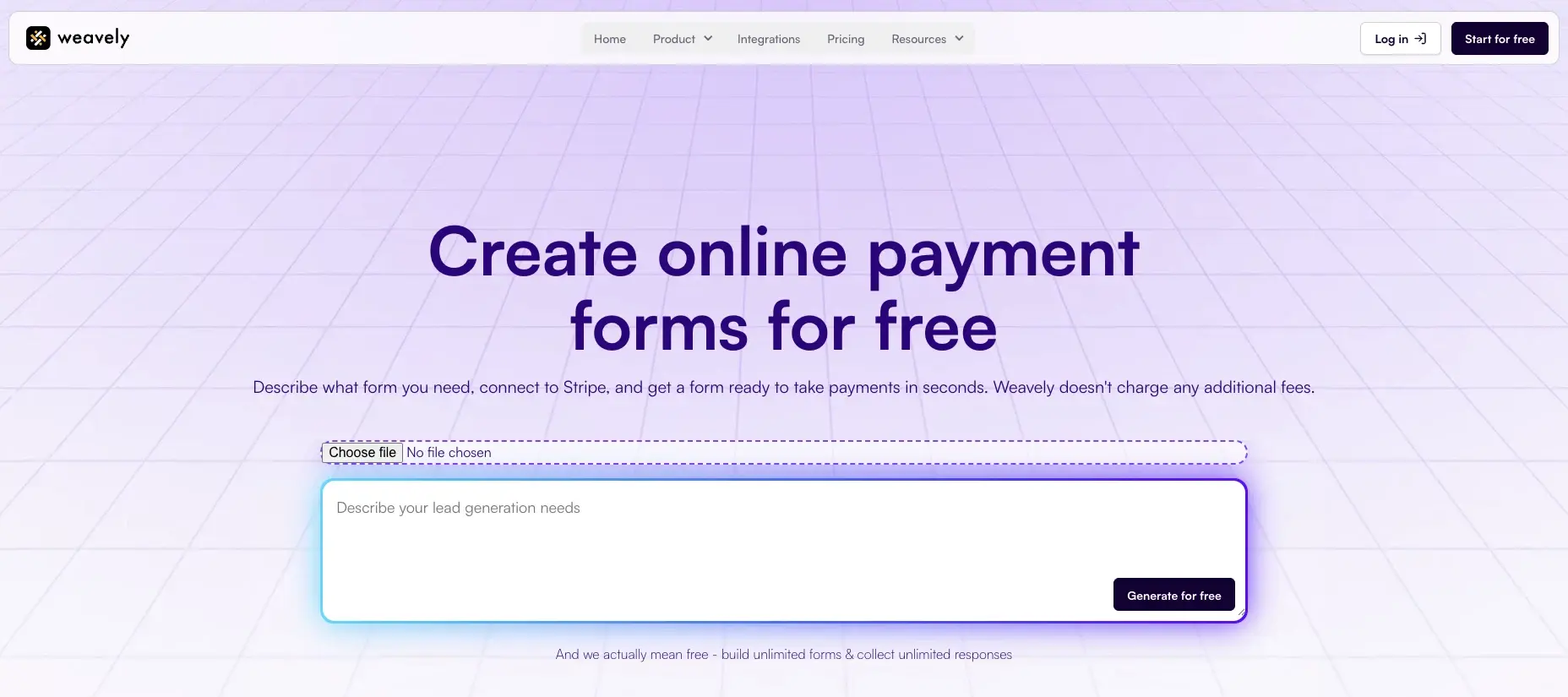 Weavely's free payment form generator