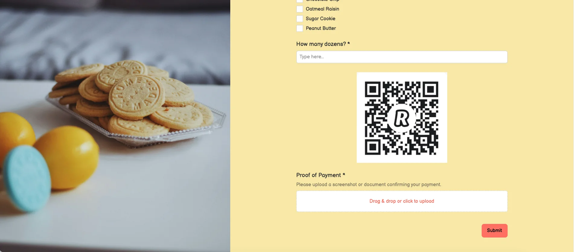 Screenshot showing how to collect proof of payment for a Revolut payment form in Weavely AI.