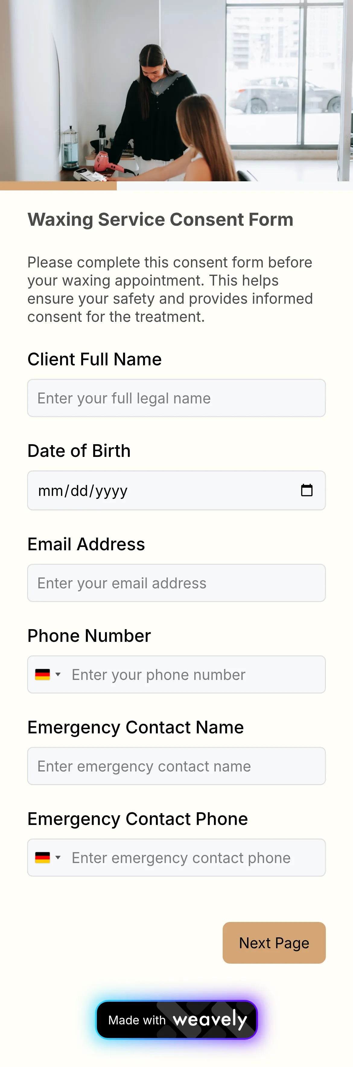 Waxing consent form template