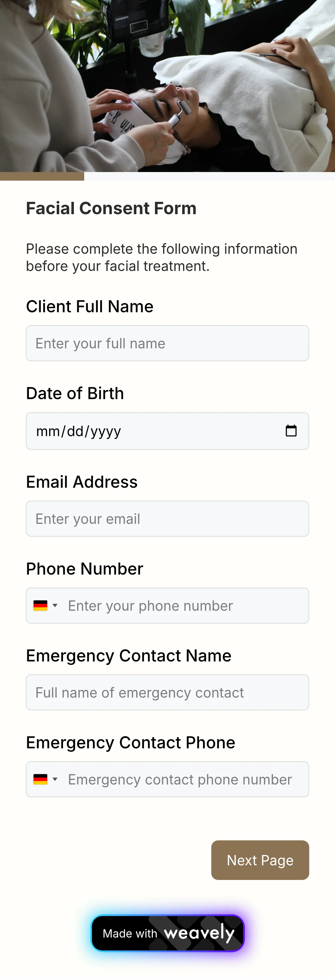 Facial consent form template