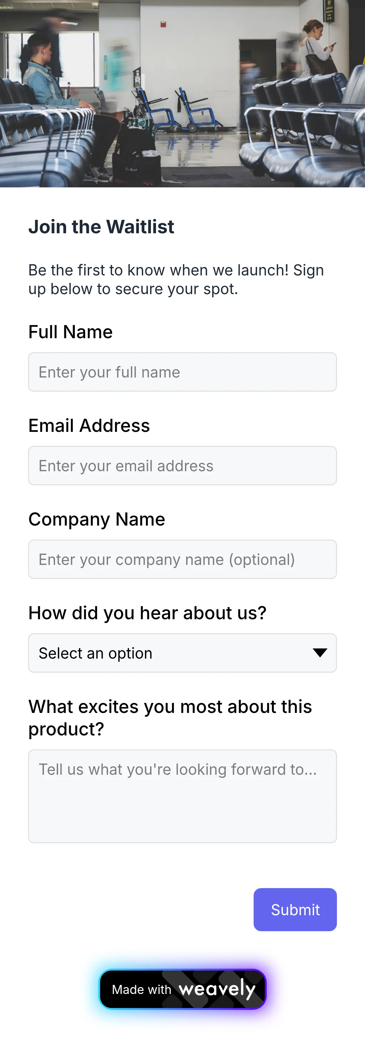 Waitlist form template