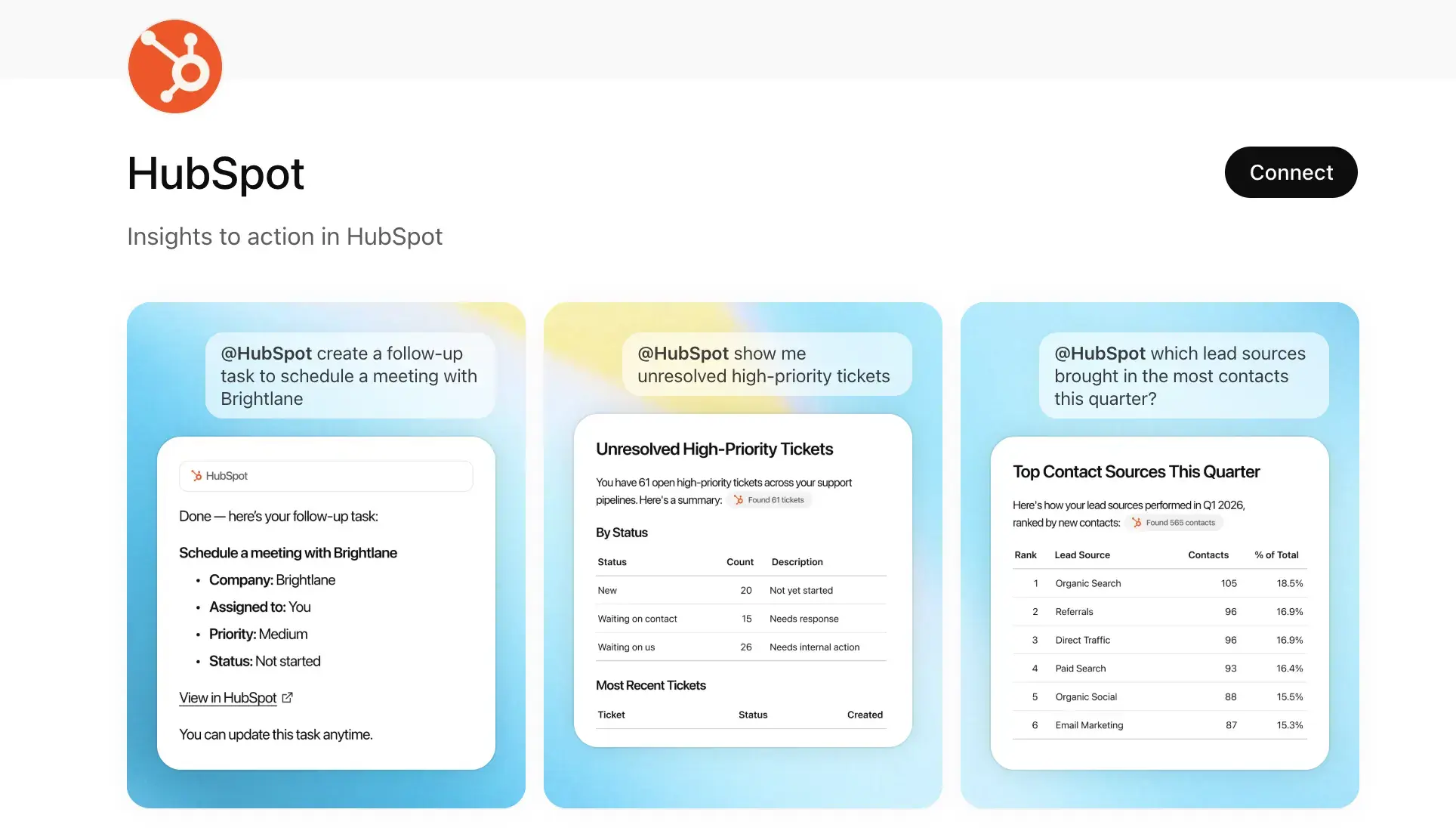 HubSpot app in the Chatgpt apps directory