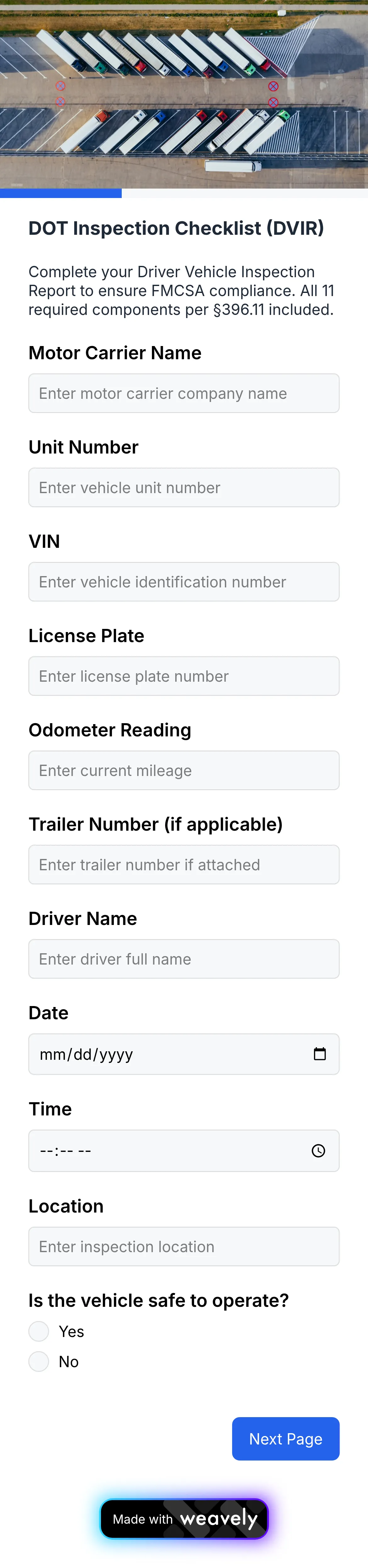 DOT Inspection Checklist template