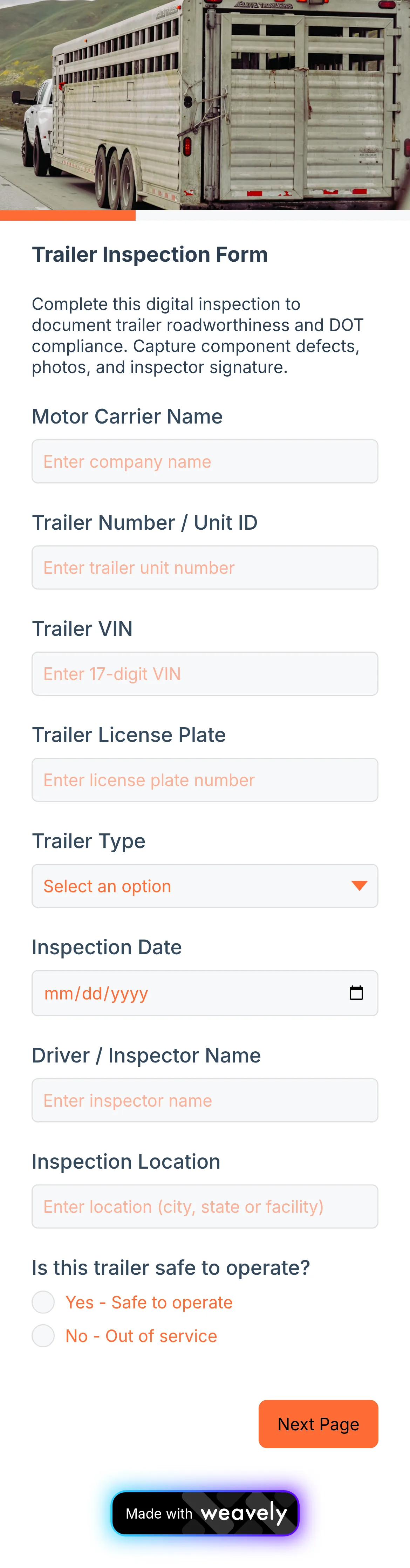 Trailer Inspection Form template