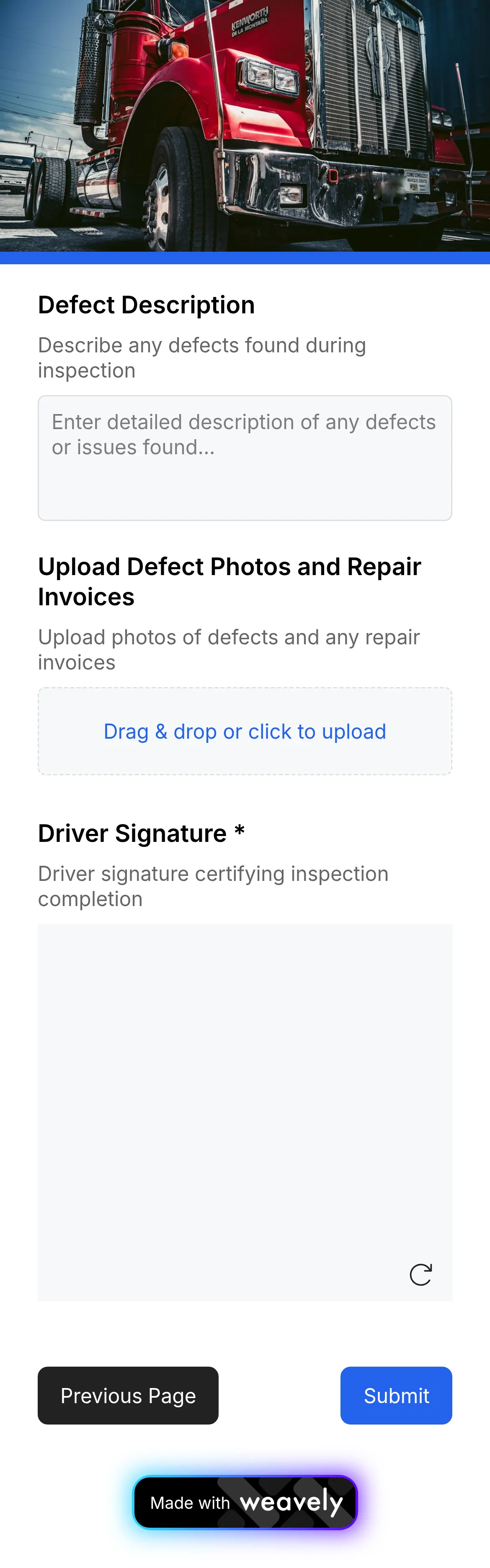 Truck Inspection Form template