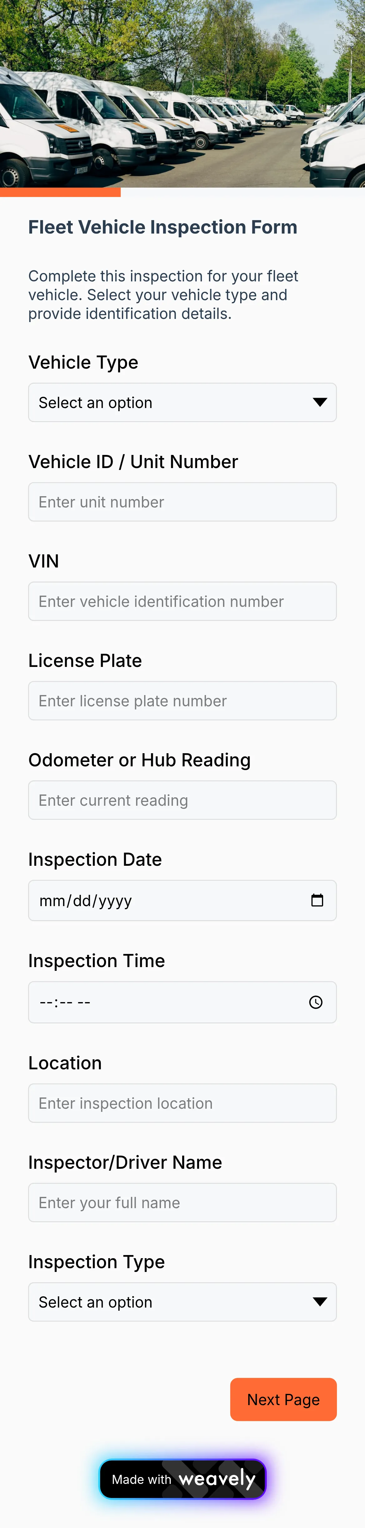 Fleet Inspection Form template