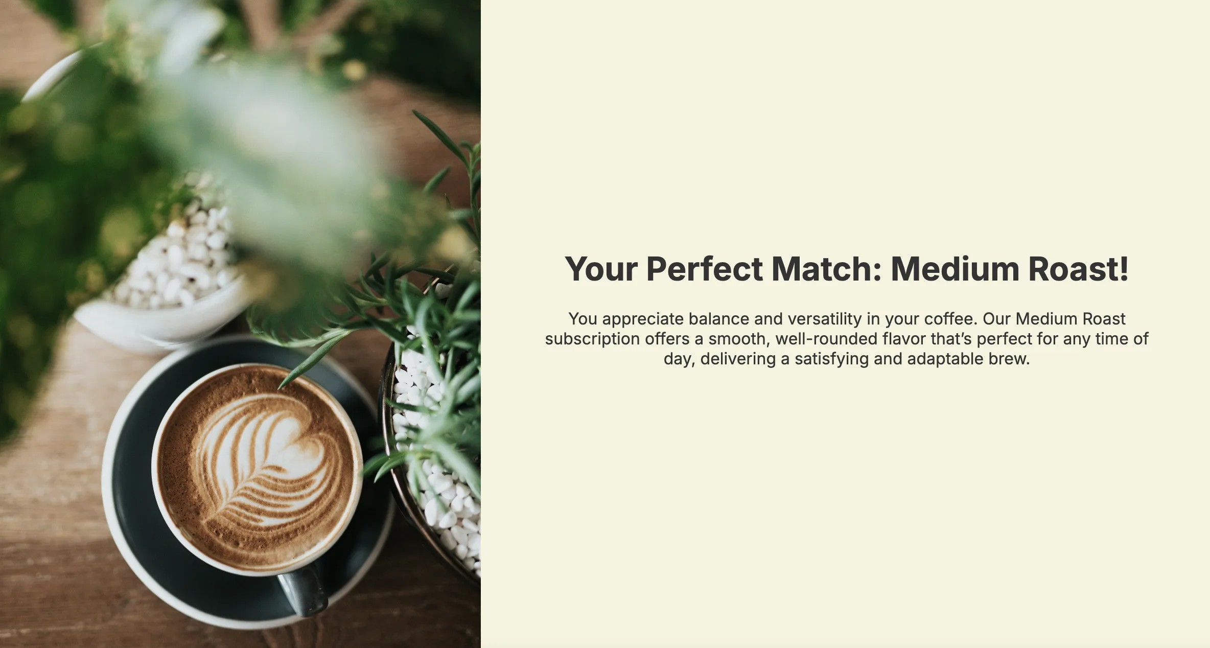 a product recommendation quiz for a coffee shop built with AI in Weavely