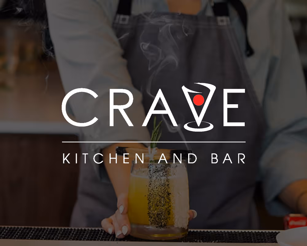 Crave Kitchen and Bar partner brand showcasing craft cocktail preparation for Idaho Air event.