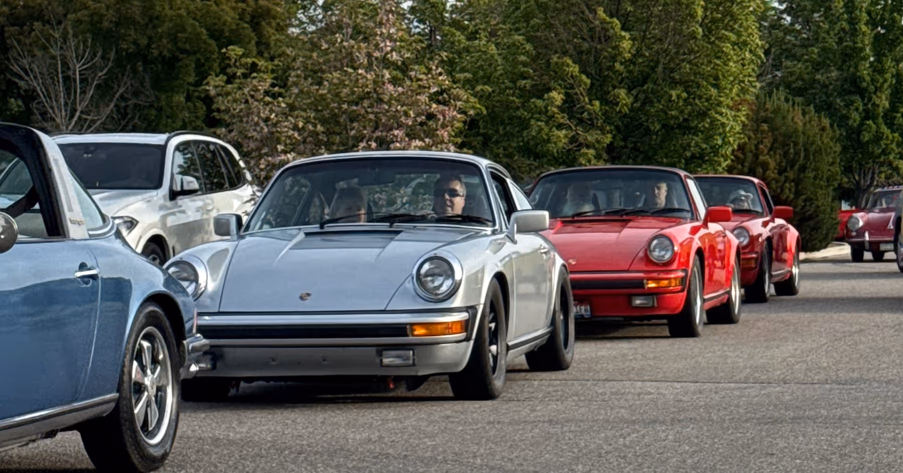 Air-cooled Porsche lineup at Idaho Air 2026 event in Idaho.