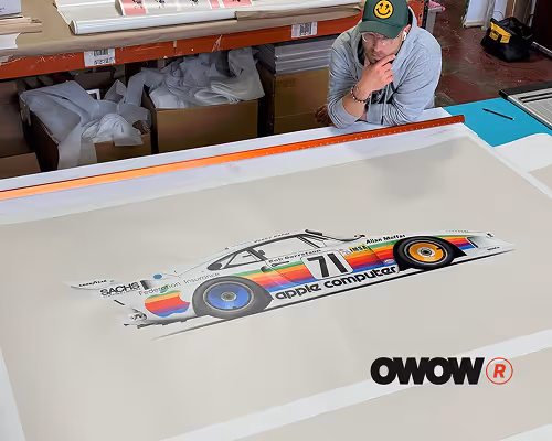 Custom Porsche artwork being printed by OWOW.