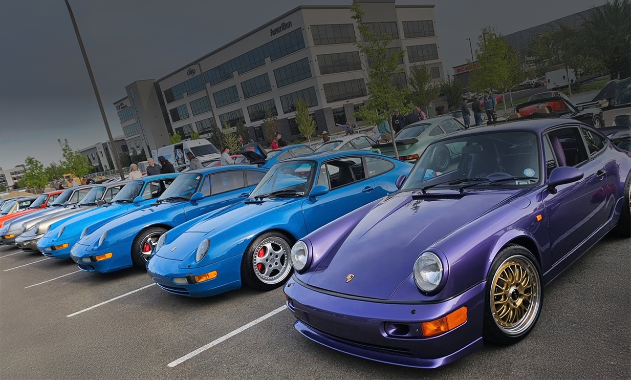 Air-cooled Porsche lineup at Idaho Air 2026 event in Idaho.