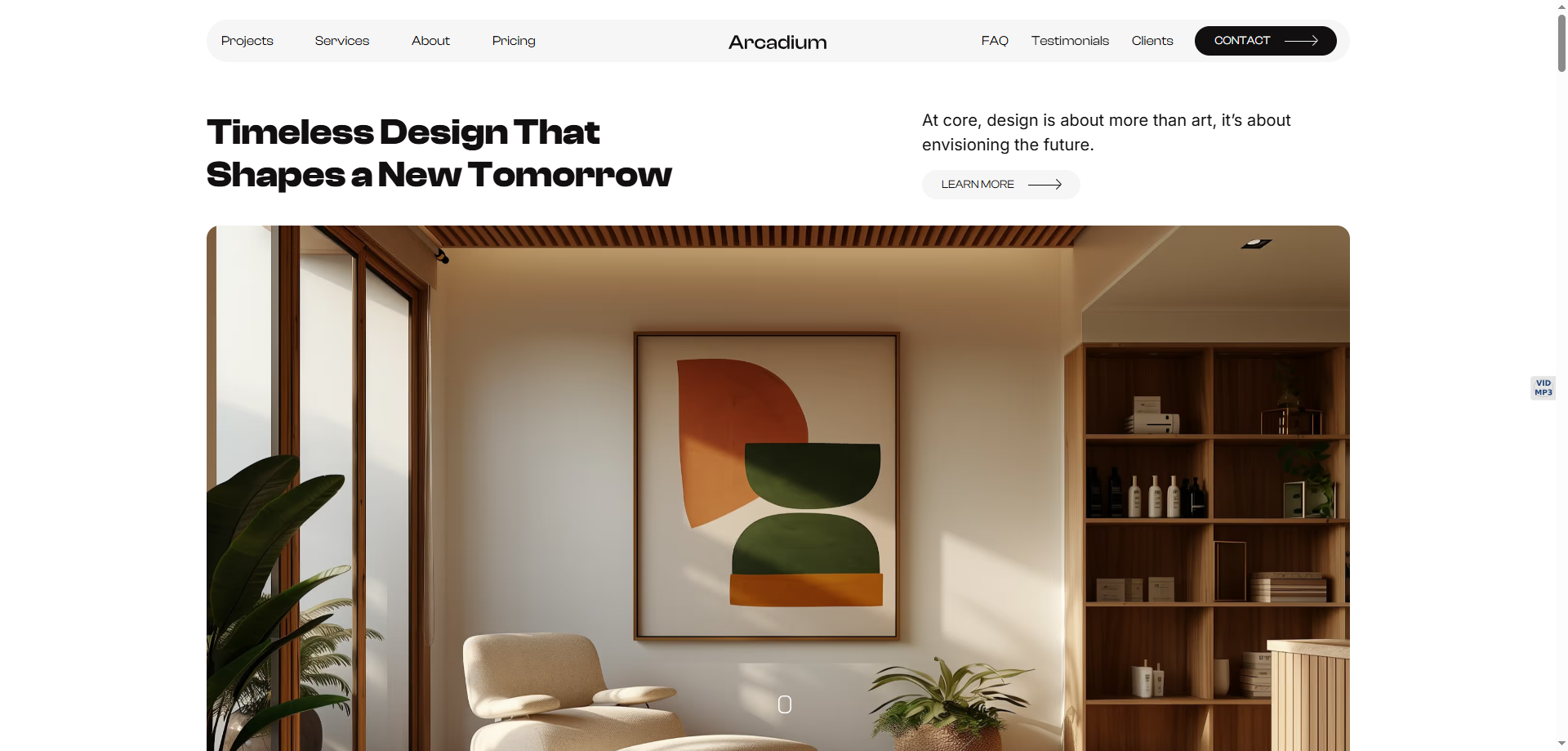 Arcadium — Kurumsal Webflow örneği