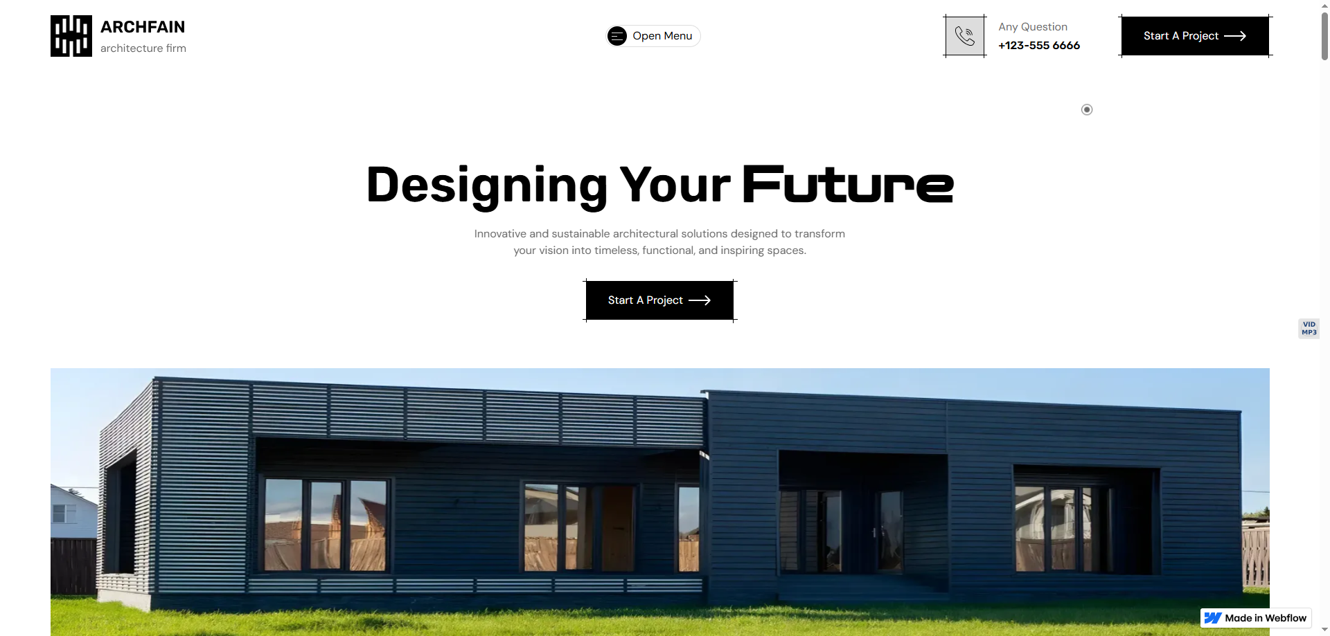 Archfain — Kurumsal Webflow örneği
