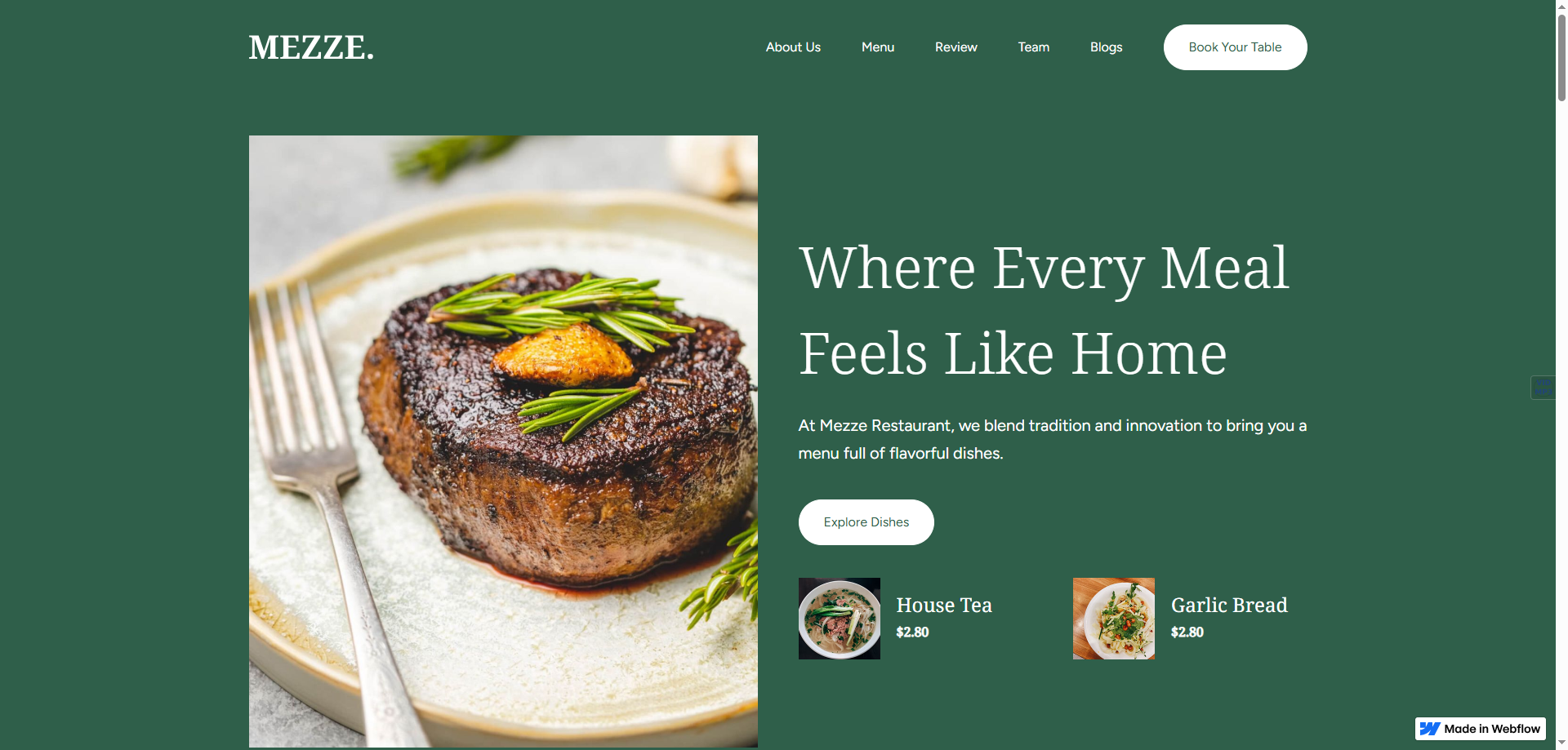 Mezze — Kurumsal Webflow örneği