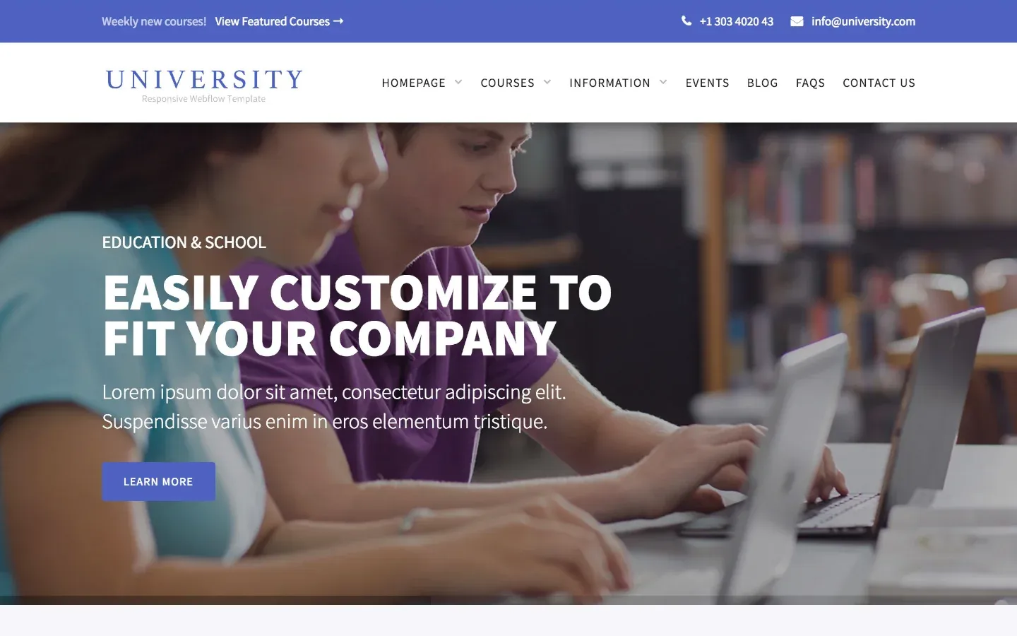 University — Kurumsal Webflow örneği