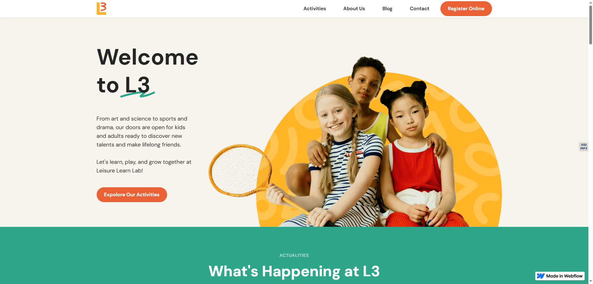 Leisure Learn lab — Kurumsal Webflow örneği