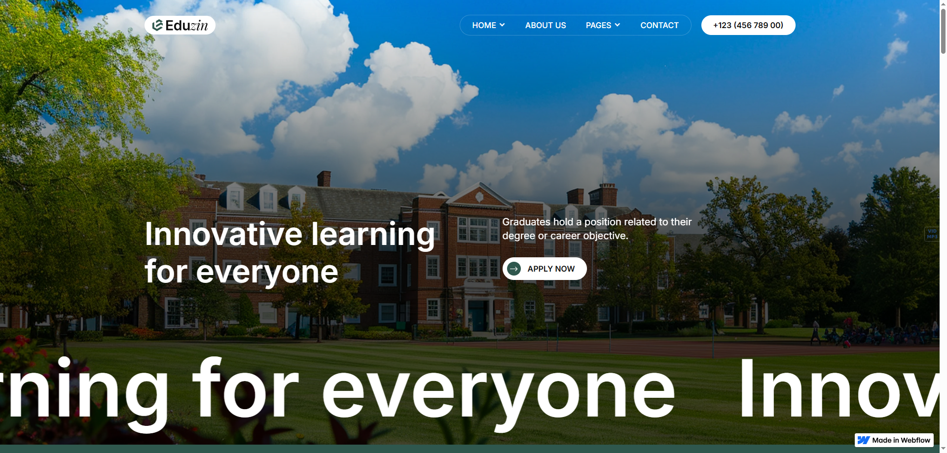 Eduzin — Kurumsal Webflow örneği