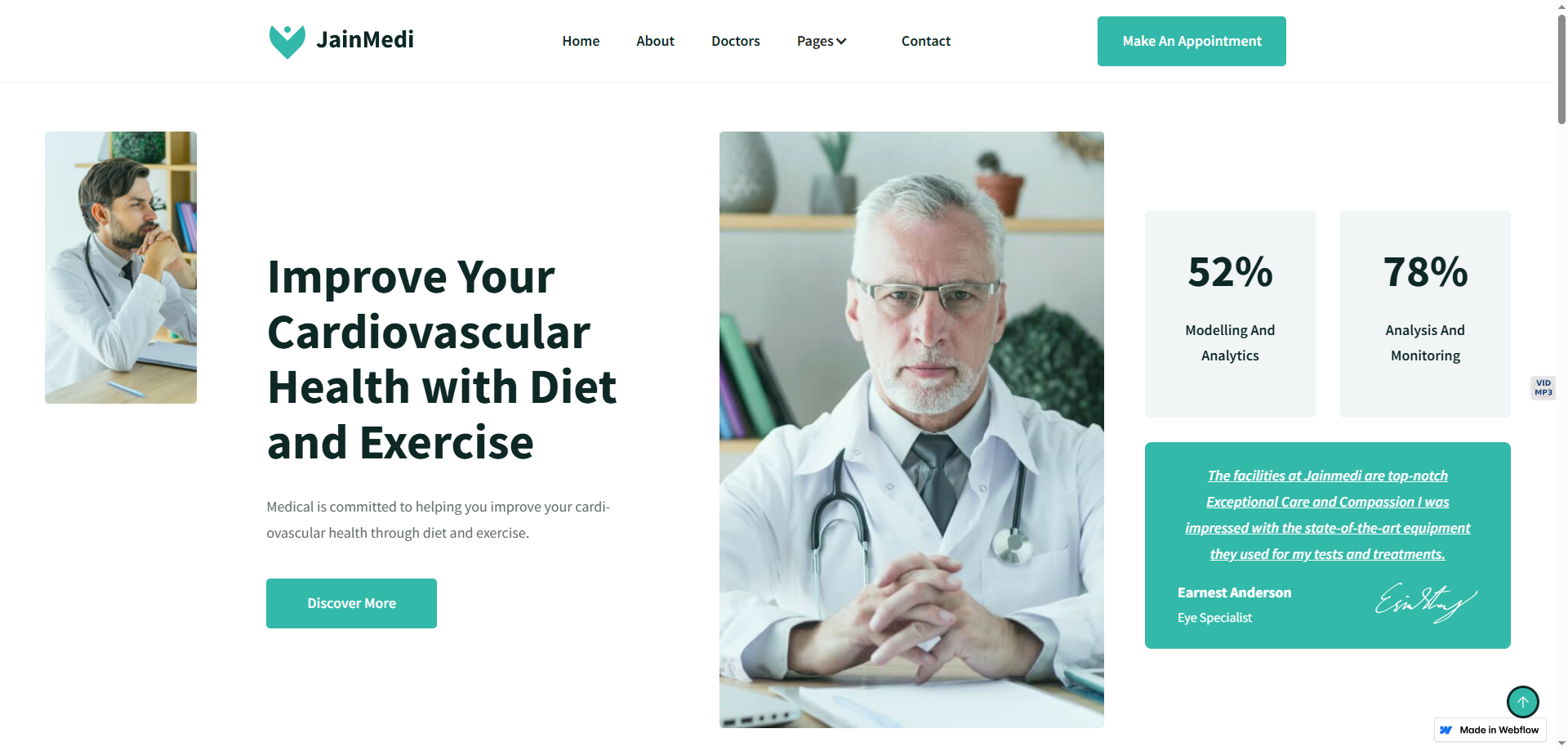 Jainmedi — Doktor Web Sitesi Tasarım Örnekleri Webflow örneği