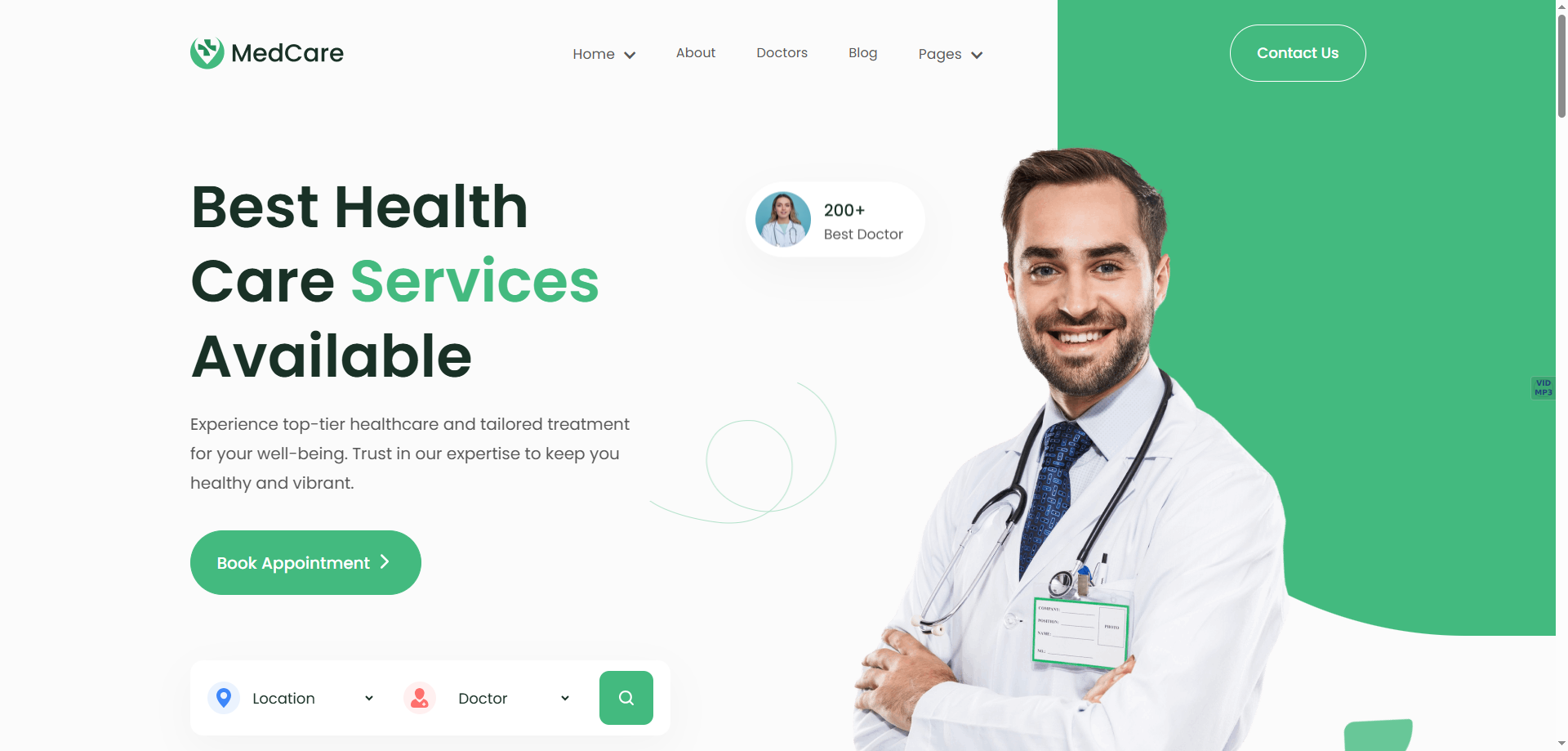 MedCare — Doktor Web Sitesi Tasarım Örnekleri Webflow örneği