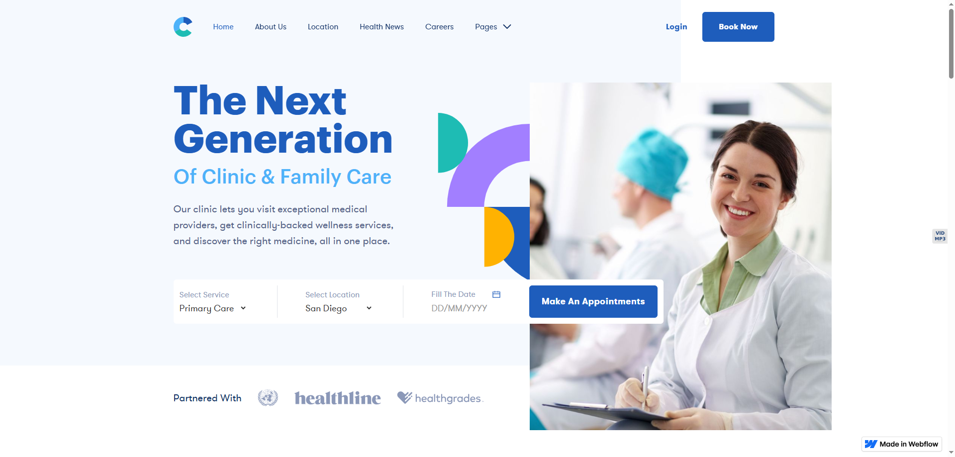 Clinically — Doktor Web Sitesi Tasarım Örnekleri Webflow örneği