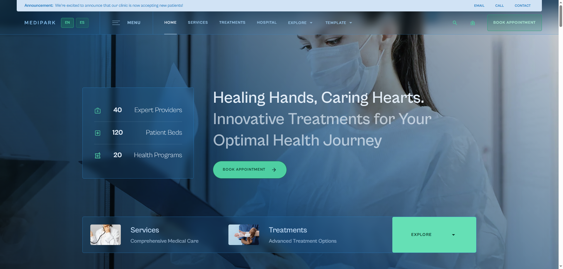 Medipark — Doktor Web Sitesi Tasarım Örnekleri Webflow örneği