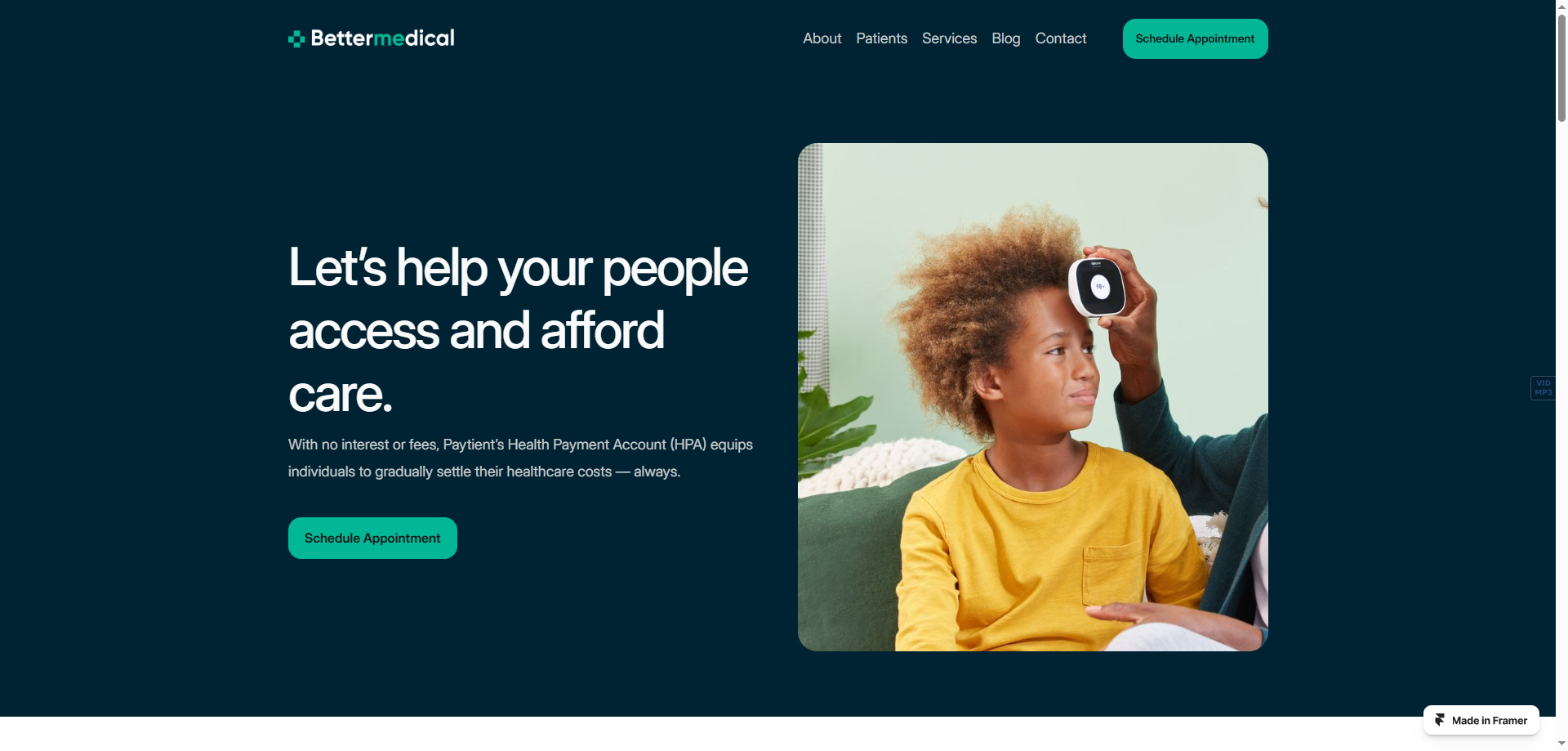 BetterMedica — Doktor Web Sitesi Tasarım Örnekleri Framer örneği