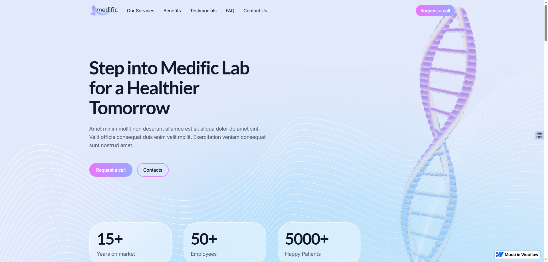 Medific — Doktor Web Sitesi Tasarım Örnekleri Webflow örneği