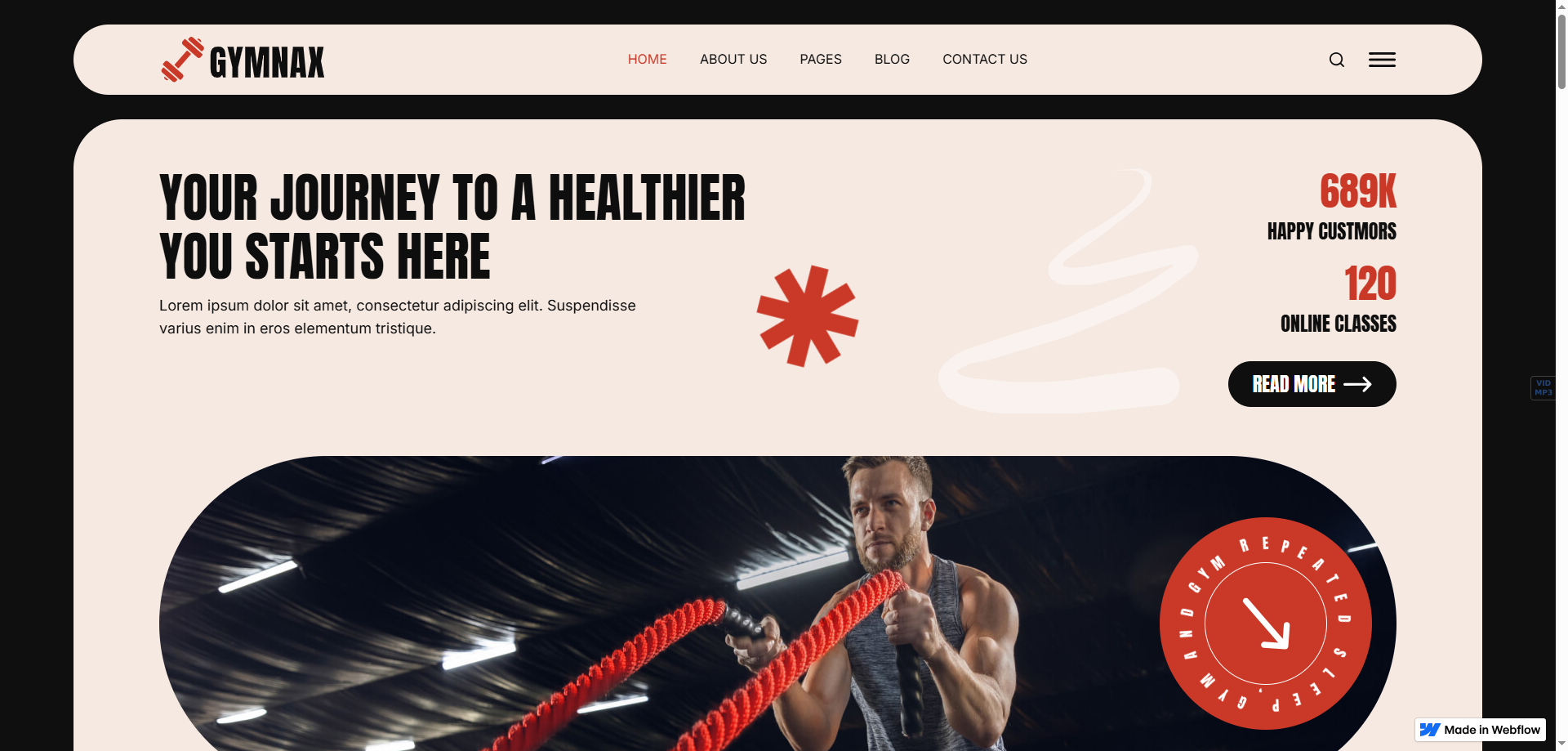 Gymnax — Kurumsal Webflow örneği