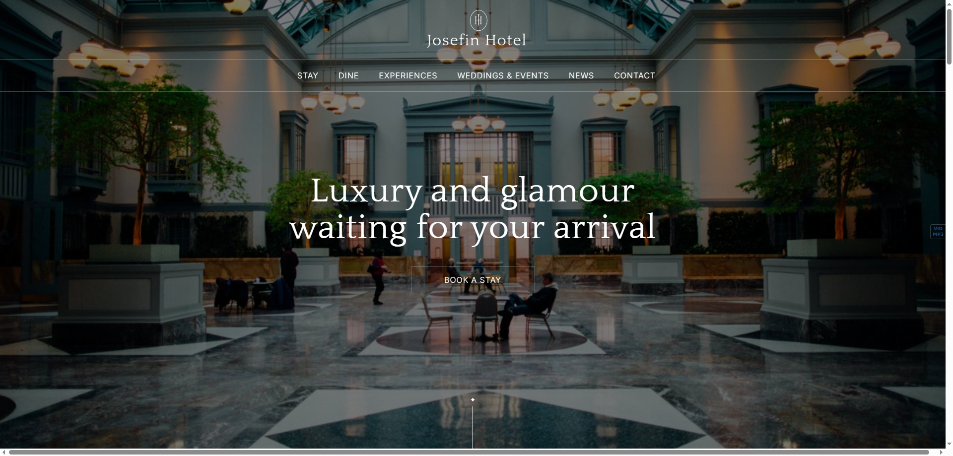 Josefin Hotel — Otel Webflow örneği