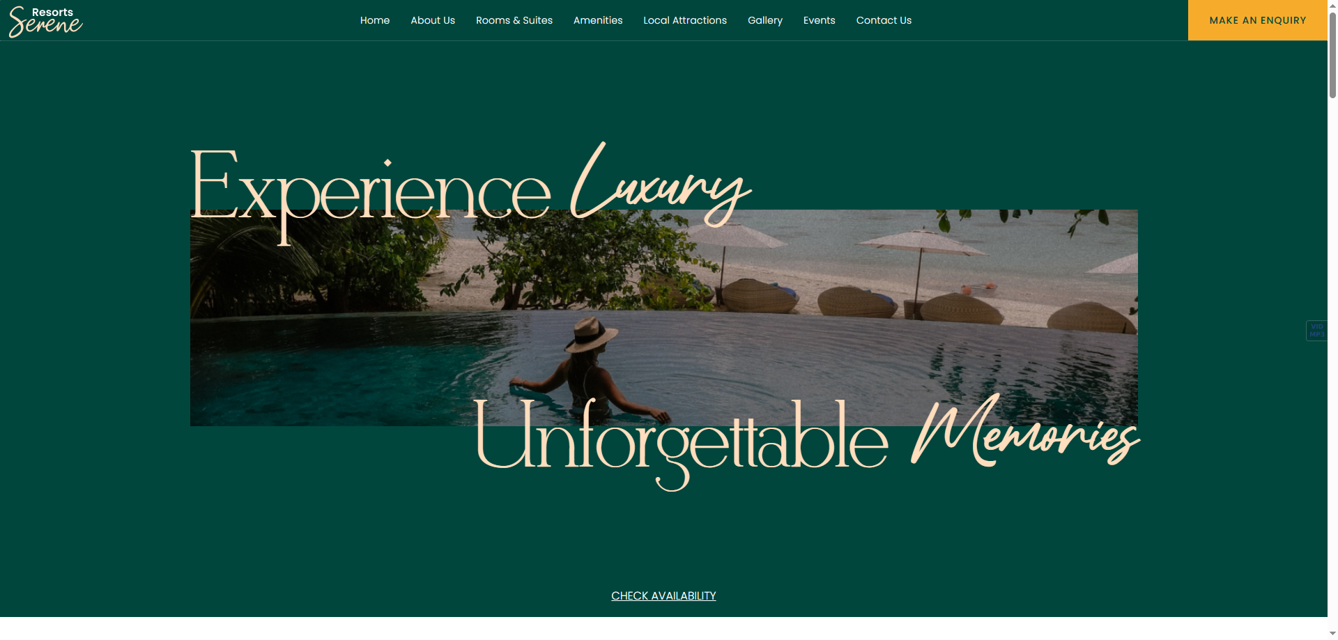 Serene Resorts — Otel Webflow örneği