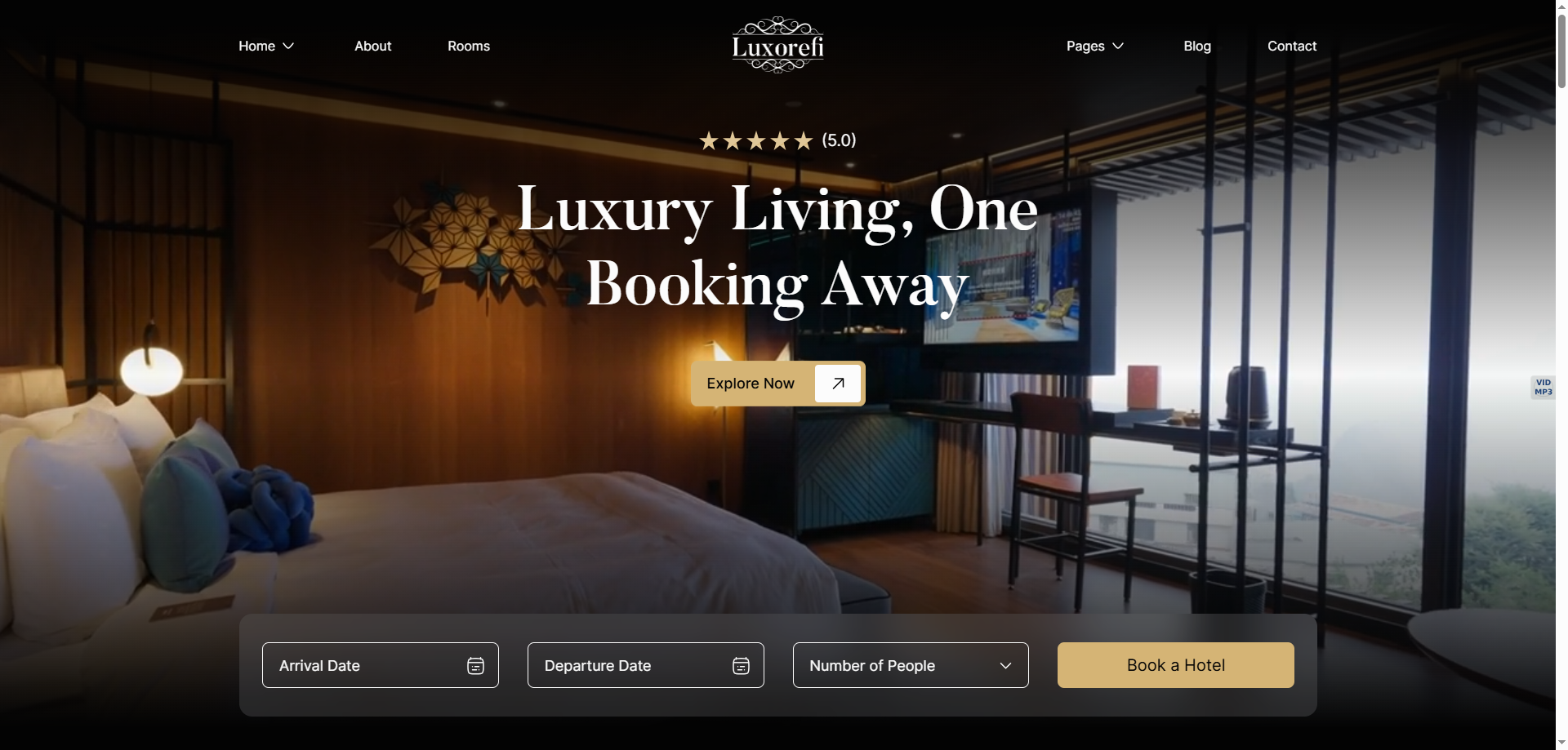 Luxorefi — Otel Webflow örneği