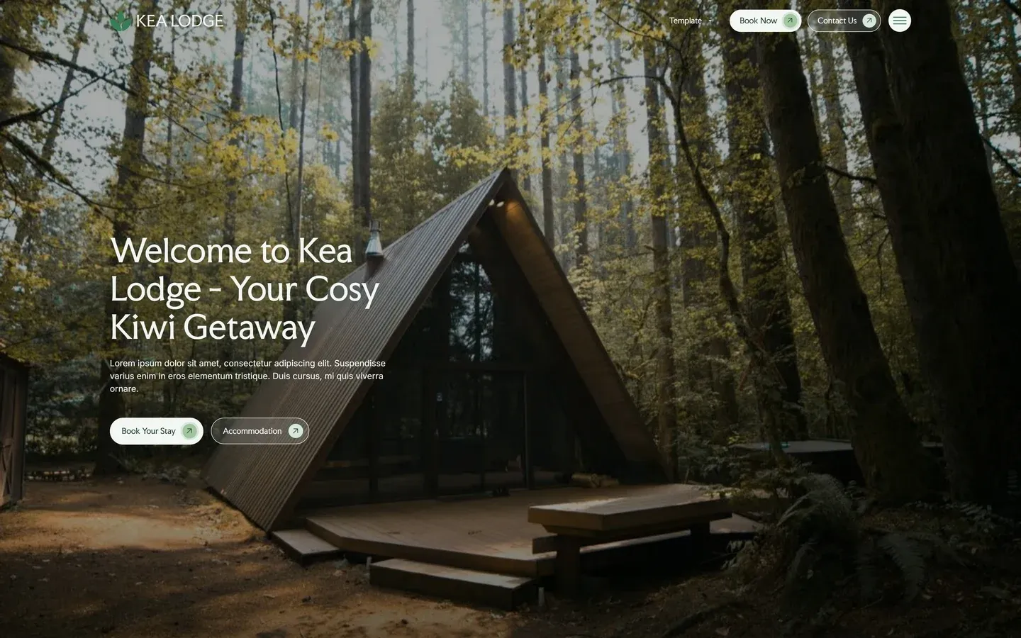 Kea Lodge — Otel Webflow örneği