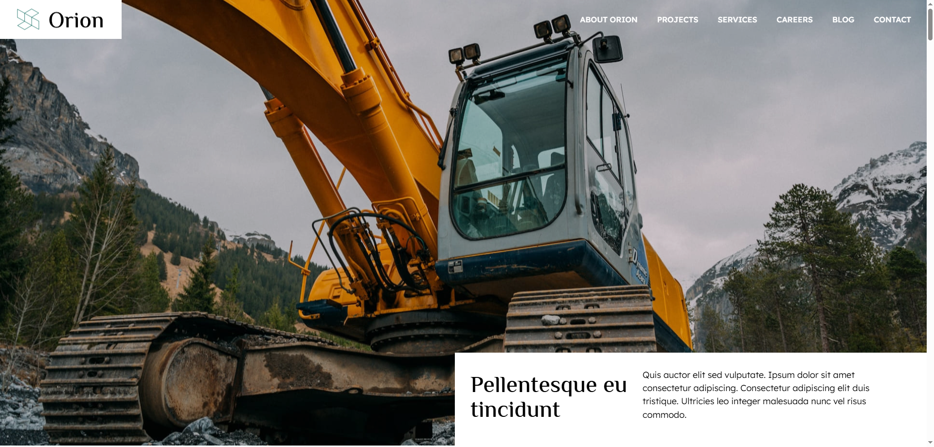 Orion Construction — İnşaat Webflow örneği
