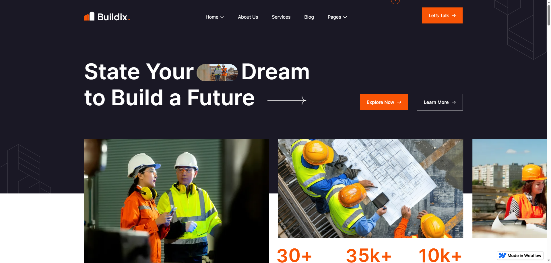 Buildix — İnşaat Webflow örneği