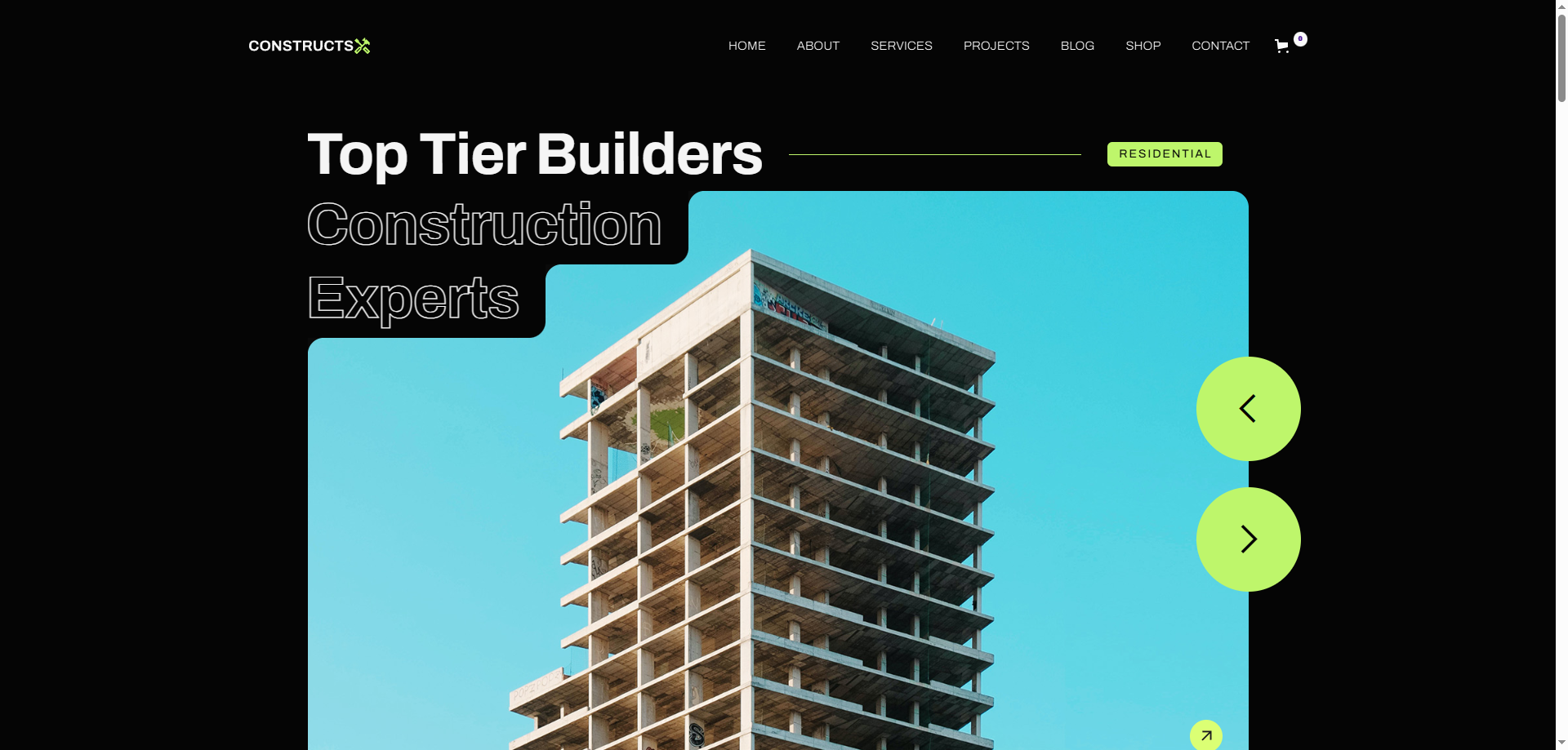 Constructs — İnşaat Webflow örneği