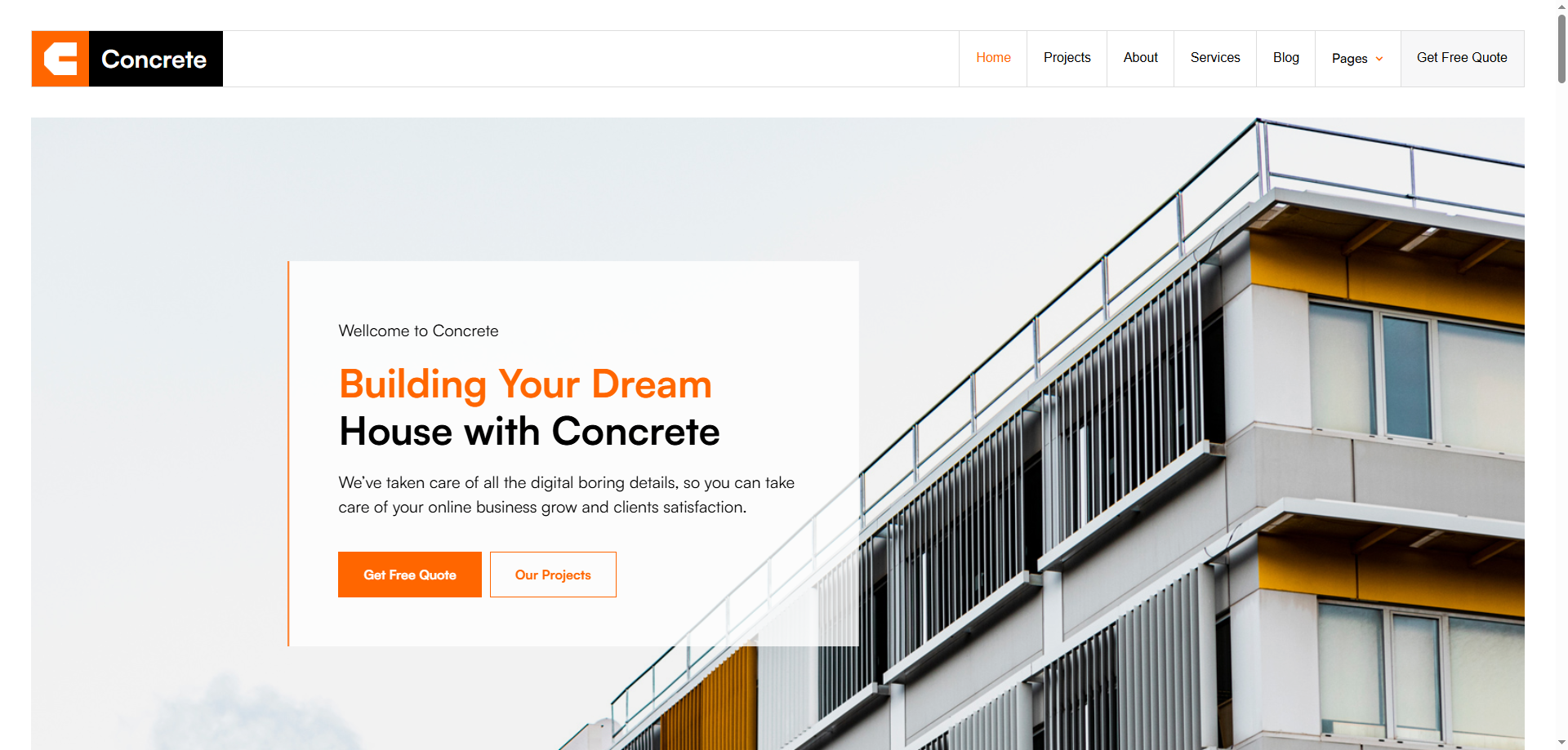 Concrete — İnşaat Webflow örneği