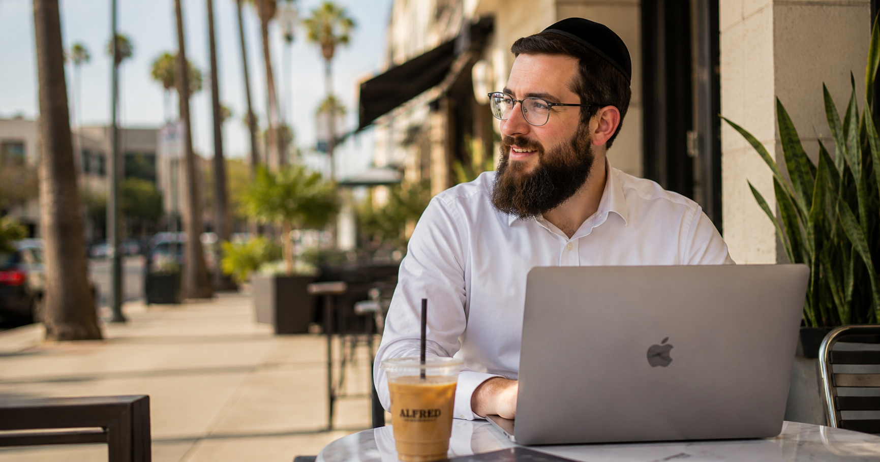 Orthodox Jewish man in a professional setting in Los Angeles